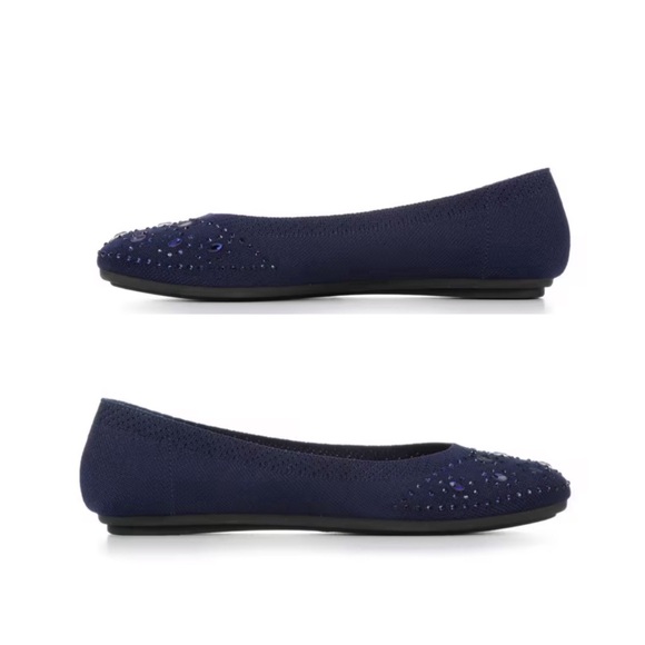 HARBORSIDES Narcisa Navy Blue Crystal Gem Knit Ballet Flat Shoes 10W WIDE - Picture 16 of 16